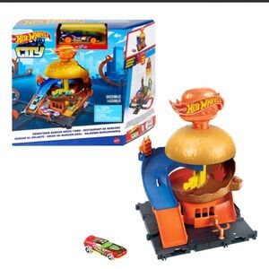 City Burger Drive-Thru Playset with Red and Blue Features